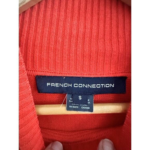 French Connection Women's Oversized Knit Blouse 100% Cotton Cutout S/S Christmas - Picture 6 of 9